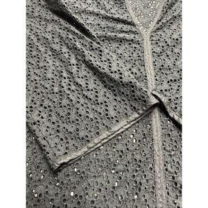 talbots beach cover up Tunic Eyelet XL Black V Neck romantic Feminine 3/4 Sleeve